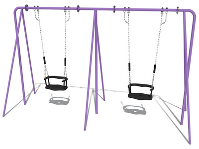 Качели двойные на металлических стойках с сиденьями со спинкой ИО 01020