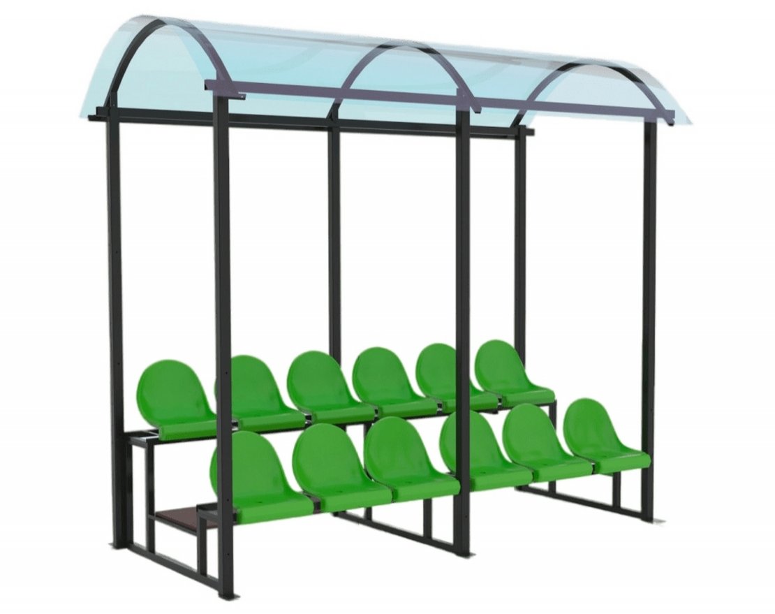 Трибуна сборно-разборная 2-х рядная на 12 мест (с навесом из поликарбоната) - вид 2