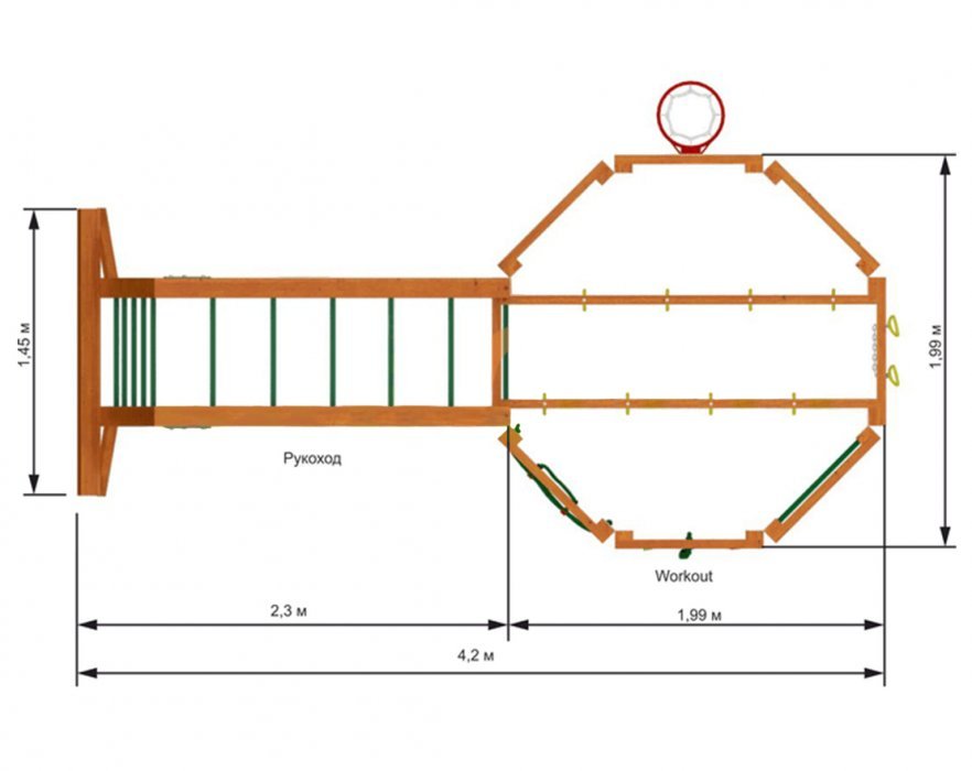 Спортивный игровой комплекс Воркаут с рукоходом - вид 2
