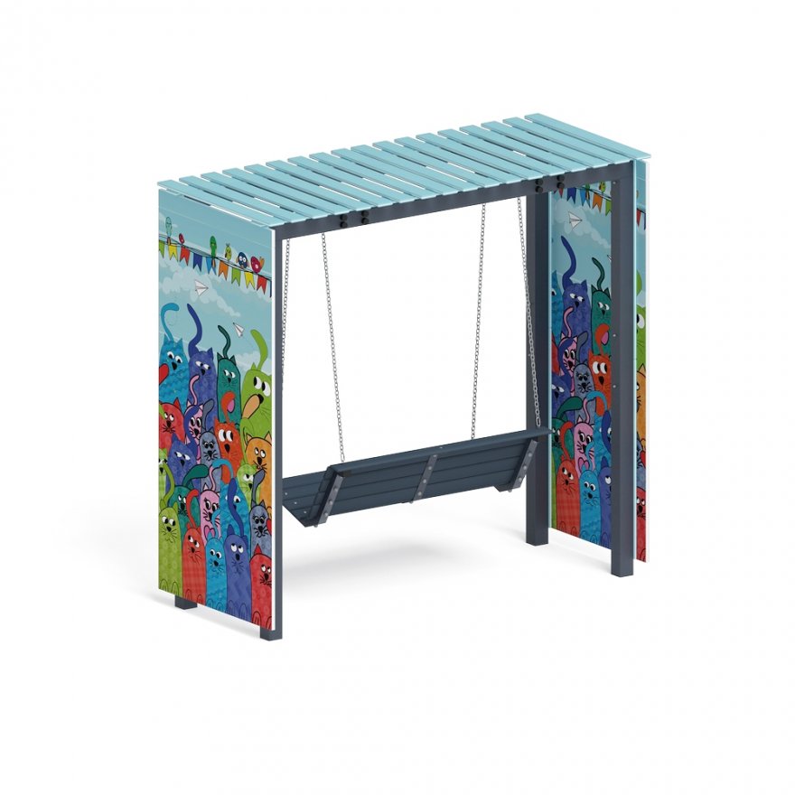 Пергола с диваном Коты в саду (без поликарбоната) - вид 1