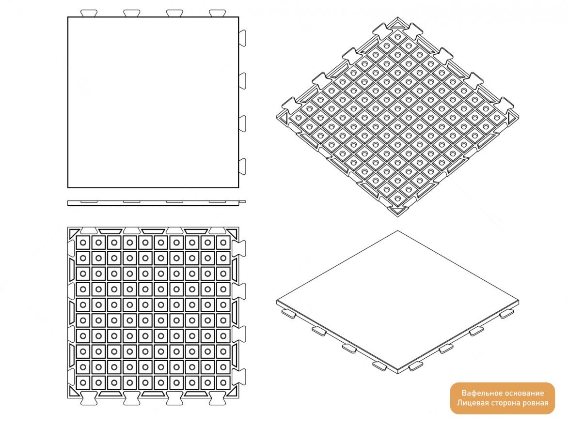 Резиновая плитка Gym 1000х1000 (20-60 мм) со скрытыми замками