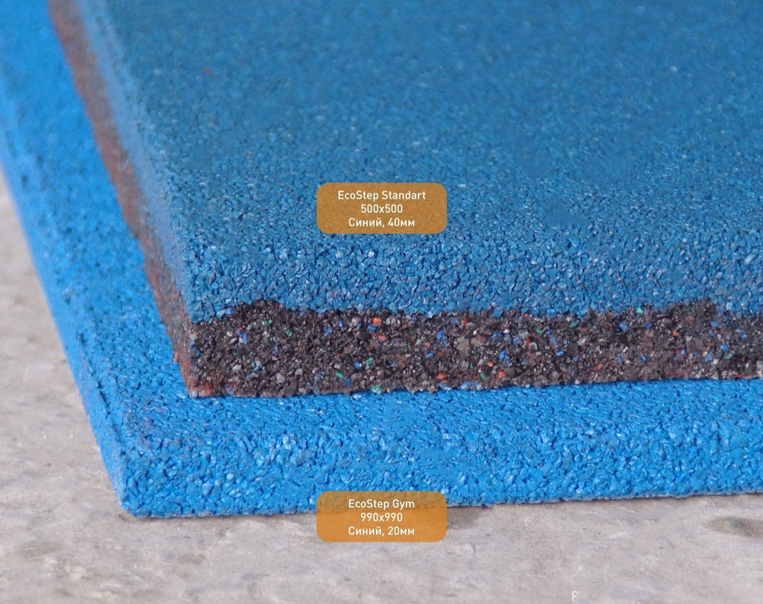 Резиновая плитка EcoStep Gym EPDM/Джим ЭПДМ 500х500 (30-60 мм) с рельефным основанием - вид 2