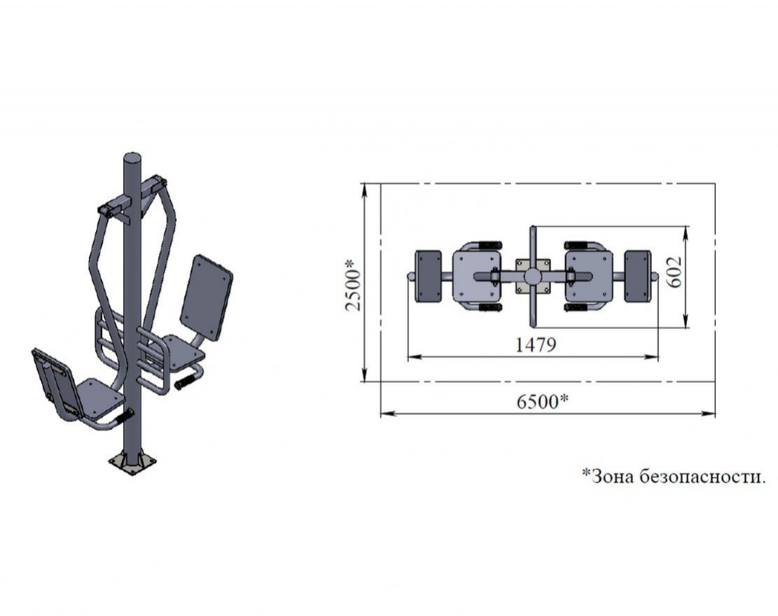Тренажер для улицы TORUDA «Жим ногами сдвоенный» 47 - вид 2